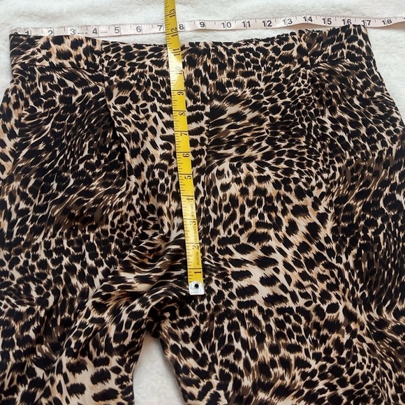 NEW Gianni Bini Leopard High Rise Straight Leg Pleated Pants Brown Black Pockets - Picture 7 of 9